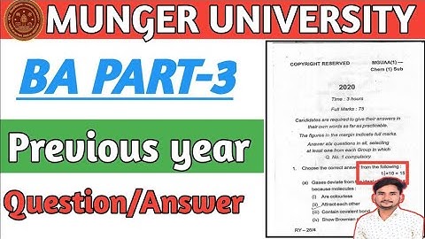 MUNGER UNIVERSITY BA PART-3 PREVIOUS YEAR QUESTIONS ANSWER
