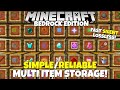 Minecraft Bedrock: Easy MULTI ITEM Storage System Tutorial! Fast, Silent, Simple. MCPE Xbox PC