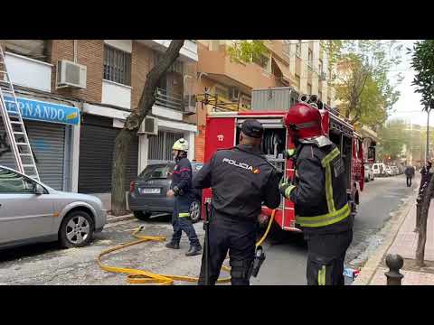 Actuación de los bomberos en la calle La Higuera de Córdoba