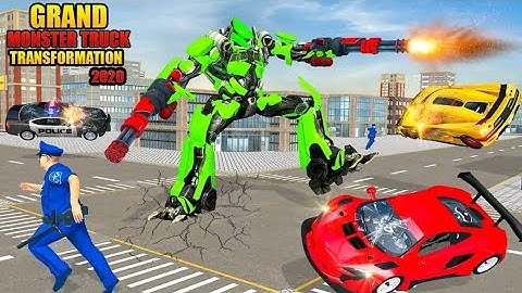 Army Flying Monster Truck Games #2 - Transform Robot Shooting Game 2020 - Android Gameplay