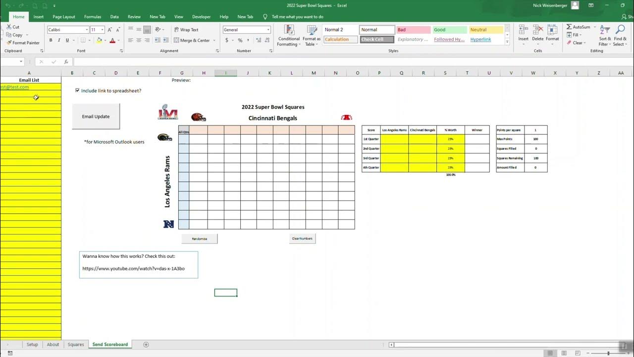 2022 super bowl squares - 1 sheet, 54 ways to play