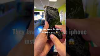 iPhone destroy by lawn mower  #iphone #apple #lawnmower #ios #shorts #android #samsung #short