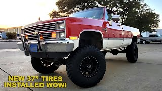 Chevy K10 New 37 Inch Tires on Squarebody Truck #BigRedK10