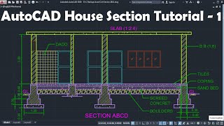 AutoCAD House Section Drawing Tutorial  1 of 3
