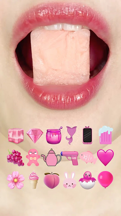 ASMR PINK EMOJI FOOD 분홍색 이모지 먹방 (sped up)
