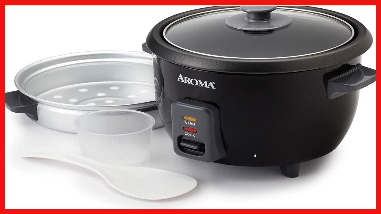 AROMA 6-Cup Black Rice Cooker with Removable Steam Tray ARC-363