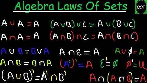 ALGEBRA LAWS OF SETS (Idempotent, Associative, Commutative, Distributive, Identity and others.)