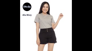 Kaos Polos Wanita Slim Fit Lengan Pendek Bahan Katun Combed 30s Warna Abu Misty