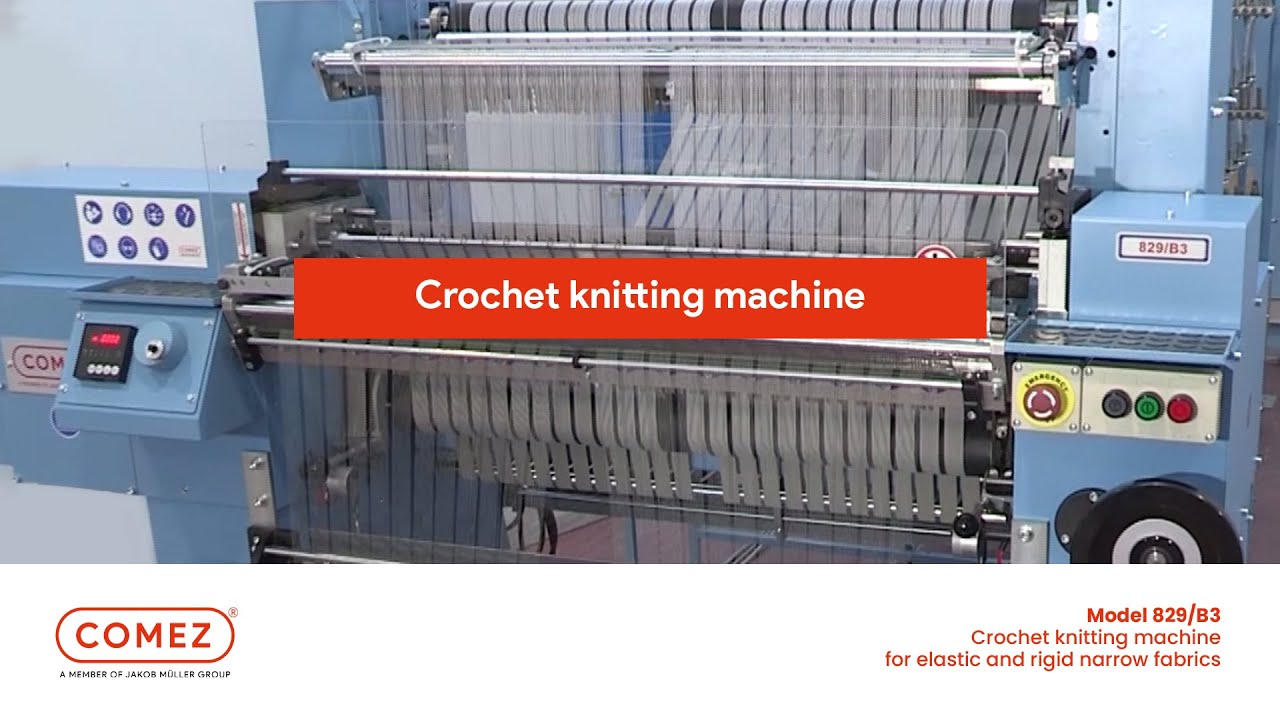 Crochet knitting machine for mass production of a wide range of elastic and  rigid bands - 829/B3 