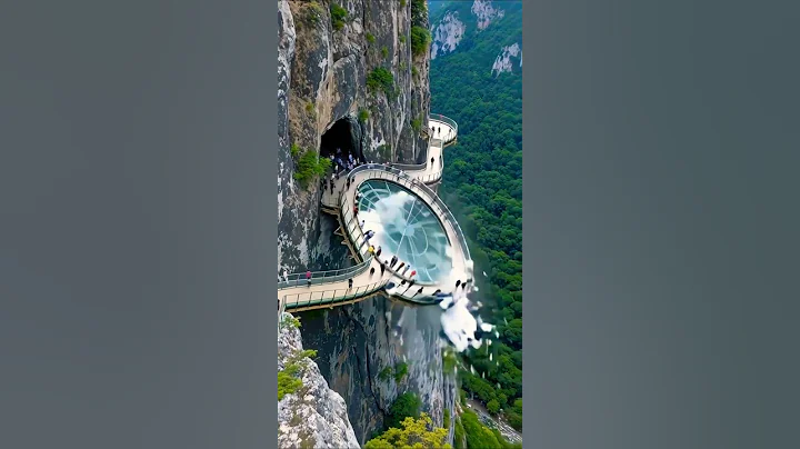 😱Cliffside Glass Bridge Shatters! Catastrophic Fall! (Not Real)