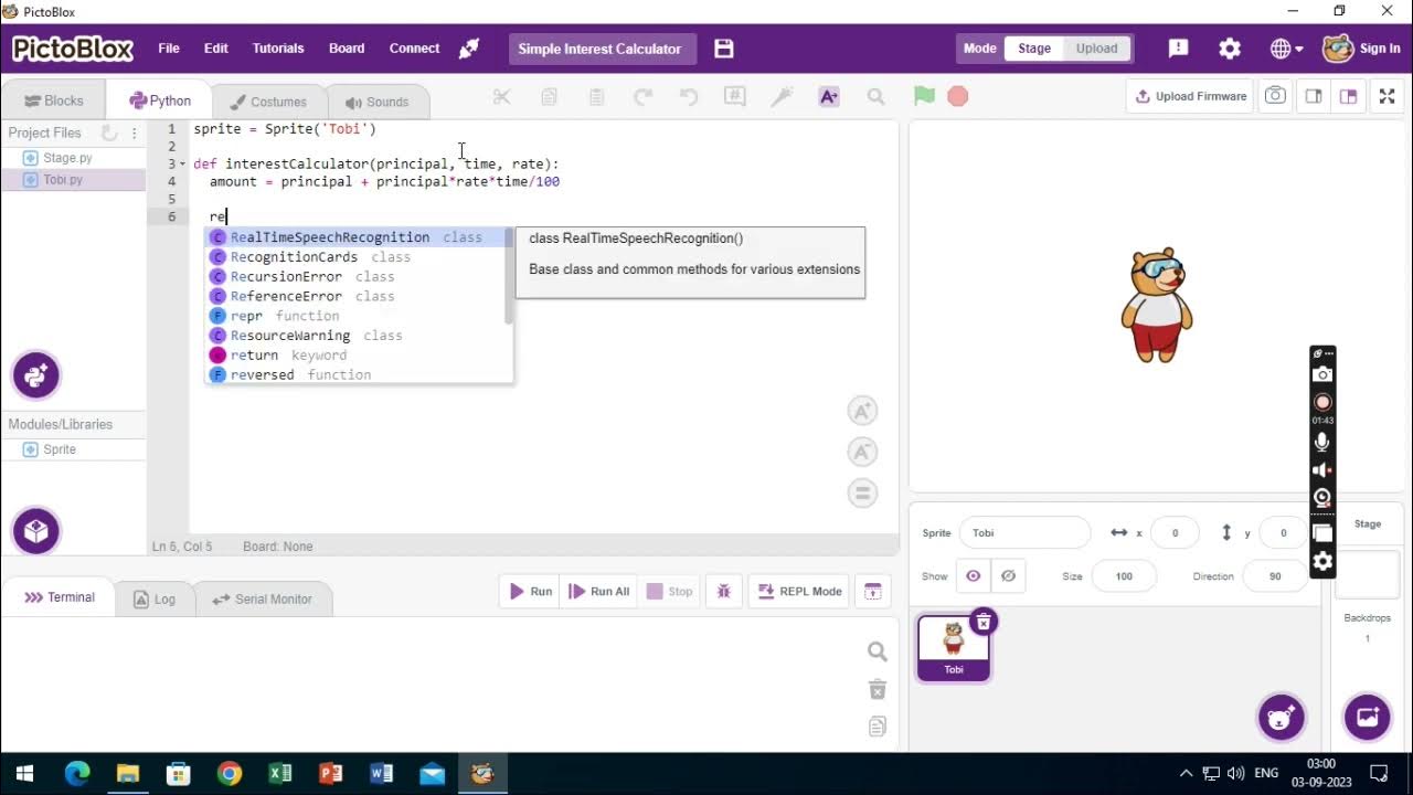 Simple Interest Calculator Using Pictoblox Python Coding - YouTube