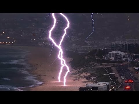 Thunderstorm and Lightning strikes southern France, Nice, Oct. 11, 2020