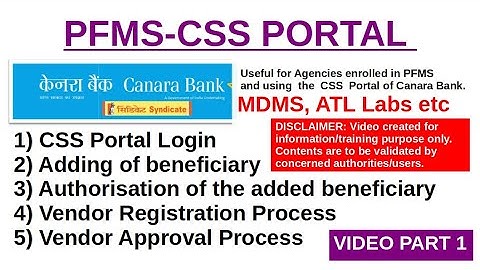 PFMS-CSS PORTAL INSTRUCTIONS | CANARA BANK | VIDEO PART 1