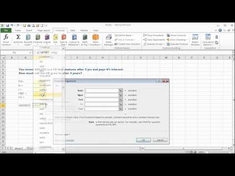 Calculating FV (Future Value) Time Value of Money Problems using Excel