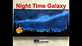 Night Sky Silhouette 005 | Time Lapse | 10x20 Inch Canvas | Galaxy Art | Acrylics