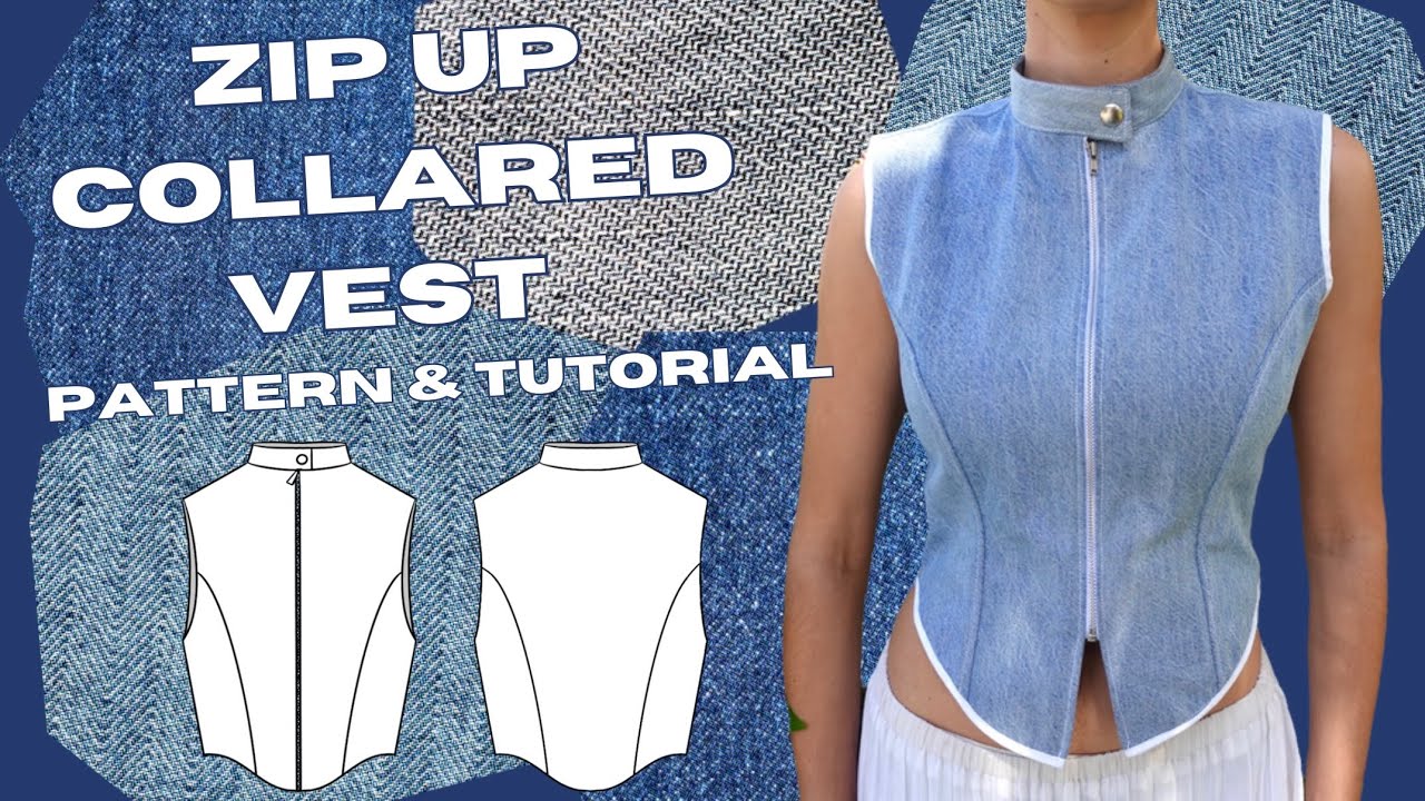 【CHUCUCHU】 CBESS-JP002W Shirring Zip-up Vest Jumper/追跡付 Zip-Up Vest Beginner Friendly Sewing Tutorial | PDF Pattern