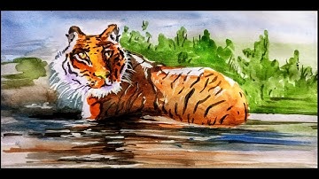 how to paint a tiger watercolor painting tiger easy for beginners