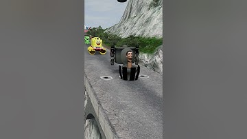 Ridiculous Cars Against Triple Skibidi Toilet Head Bollard & Giant Spinning Hammer | BeamNG.Drive