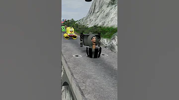 Ridiculous Cars Against Triple Skibidi Toilet Head Bollard Giant Spinning Hammer BeamNG Drive 