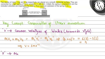 Two blocks of mass \( 3 \mathrm{~kg} \) and \( 6 \mathrm{~kg} \) re...