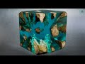 Blue cube made of epoxy resin and stone. RESIN ART. DIY