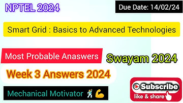 Smart Grid : Basics to Advanced Technologies | Week 3 Quiz | Assignment 3 Solution | NPTEL | SWAYAM