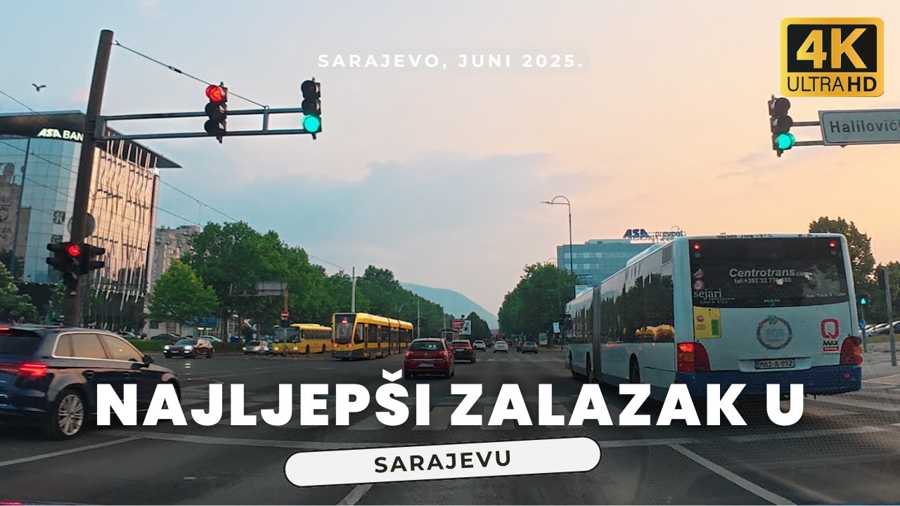 【4K】 Vožnja kroz Sarajevo Dok Sunce Nestaje – Prelijepi Prizori s Ceste 🛣️