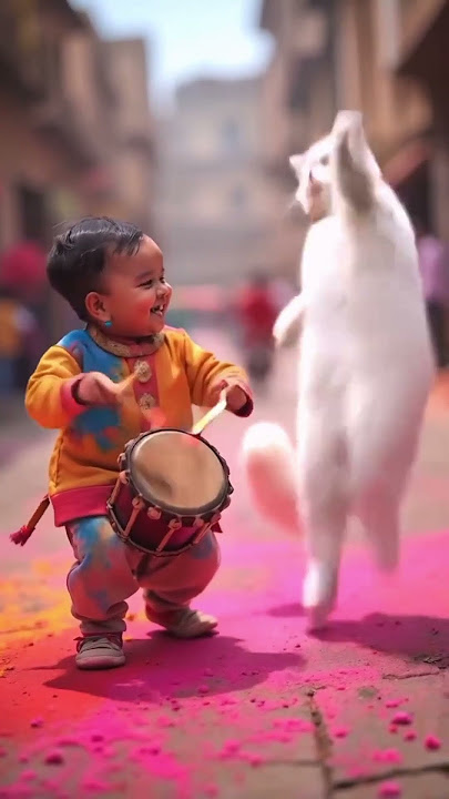 🎉 'Baccha aur Billi Ka Holi Dance – Dhol Bajega, Views Aayenge!' 🥁😻
