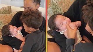 Chrissy Teigen and John Legend's Son Miles Sweetly Sings to Newborn Brother Wren
