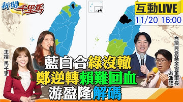 【#新聞千里馬LIVE】藍白合綠沒轍 獨!游盈隆民調解碼 國民黨搞經濟得高分 過半不滿賴清德難回血?2026綠人才見底?沈伯洋對決蔣萬安?20251120@中天新聞CtiNews