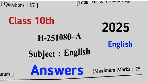 Class 10 | English Set A Question Paper Solution 2025 | Cg Board | कक्षा 10 अंग्रेजी सेट A का answer