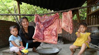 30 days and nights with my child cooking cooking oil from black pigs, catching giant fish to sell