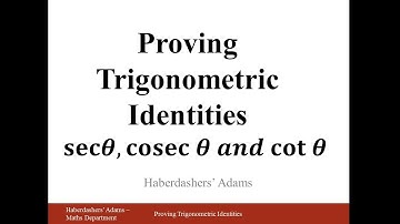 Trigonometric Identities with sec, cosec and cot