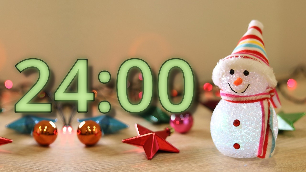24 Minute Cute Winter Snowman Countdown Timer (Soothing Wind Chimes Alarm)
