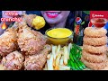 ASMR FRIED CHICKEN, ONION RINGS, FRIES, CHILI, CHEESE SAUCE MASSIVE Eating Sounds