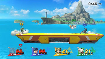 Super Smash Bros Wii U Online Battle Lucina vs. Marth vs. Link vs. Duck Hunt Duo