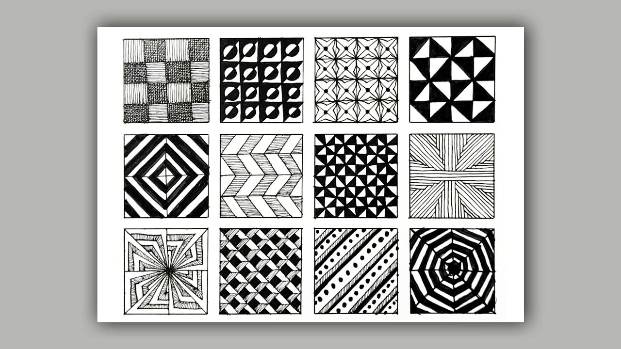 12 easy zentangle patterns , zentangle doodles for beginner 