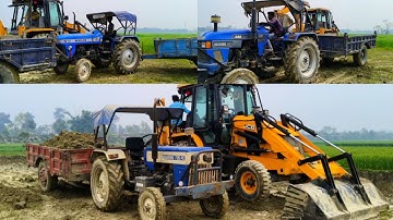 Jcb 3dx Backhoe loading soil in swaraj, Eicher 380 and Sonalika Tractors trolley| Tractor| Video