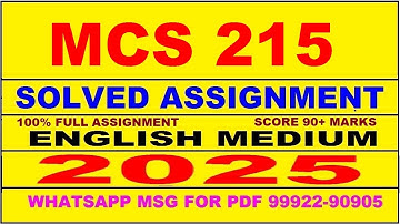 mcs 215 solved assignment 2025 | mcs 215 solved assignment in english 2025 | mcs 215 2024-25