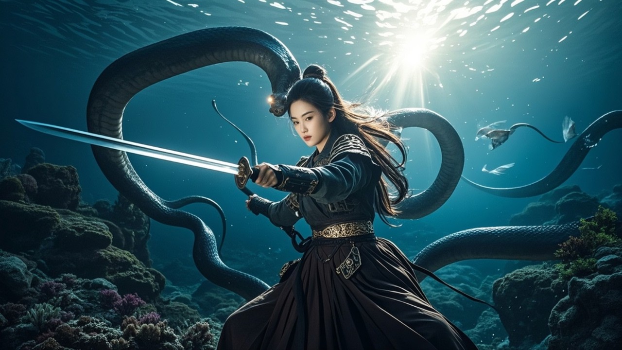 【武俠電影】天真少女被人看不起，誰知她竟是隱藏的武功女神，水下大戰一招就把看不起她的所有人直接打趴下！#kung #movie #chinesedrama