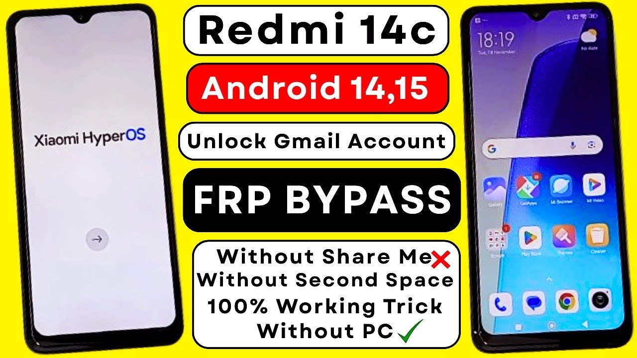 Xiamoi Redmi 14c HyperOS Frp Bypass Android 14/15 Without Second Space - Without PC | 100% Working