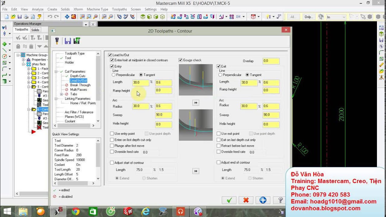 Học Mastercam Contour Remachining
