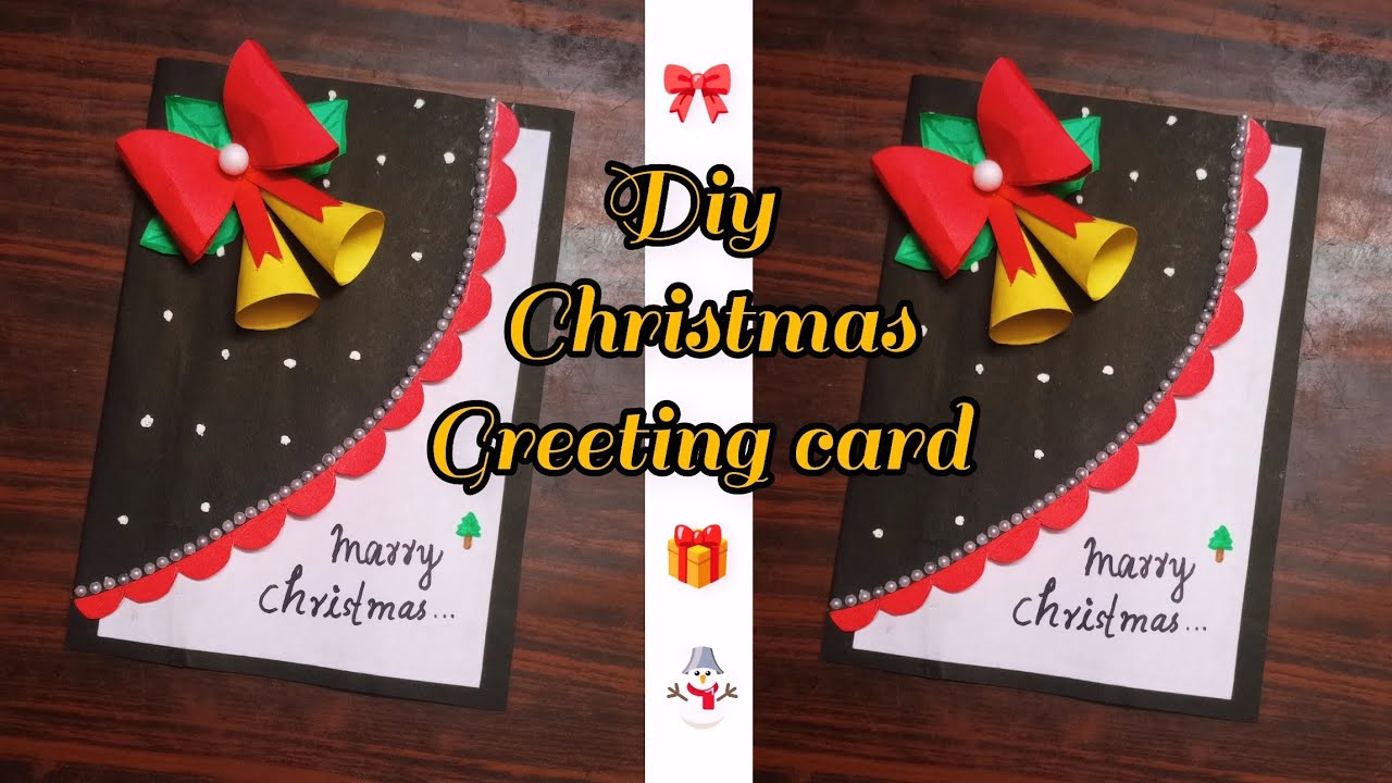 Easy handmade Christmas card making 🎀🖤// Christmas greeting card ideas ...