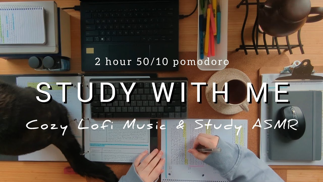 2 HOUR STUDY WITH ME ☕ calm lofi music ️ study ASMR ambience ...