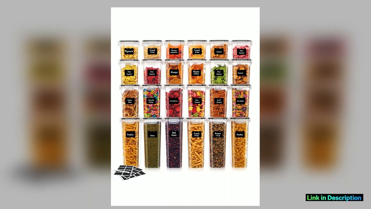 24pcs New Kitchen Sealed Storage Box Set Dry Food Storage For Sugar Flour Baking PP Material Comes