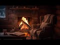 Quiet Snowy Evening with Cozy Cabin Fireplace Ambience for Sleep 🌙🌲