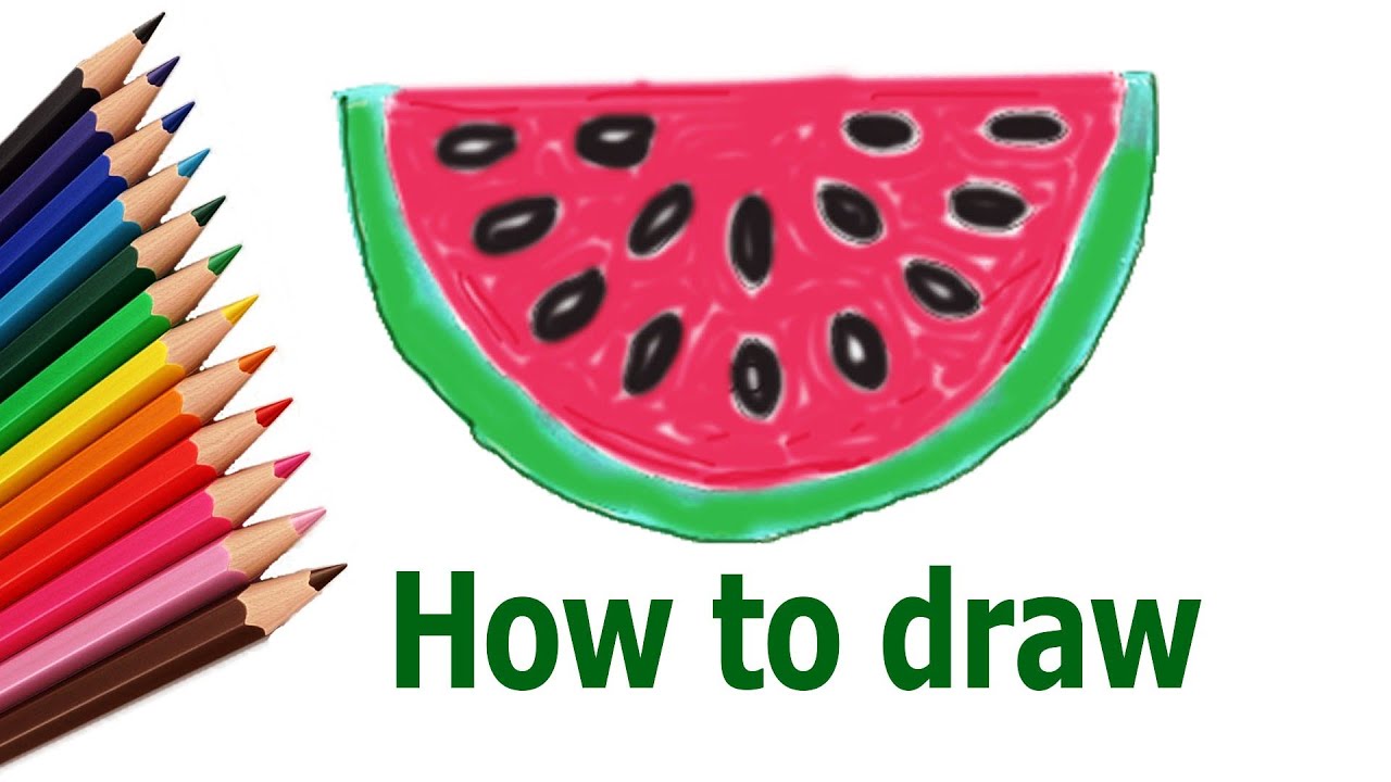 How to draw a slice of delicious watermelon