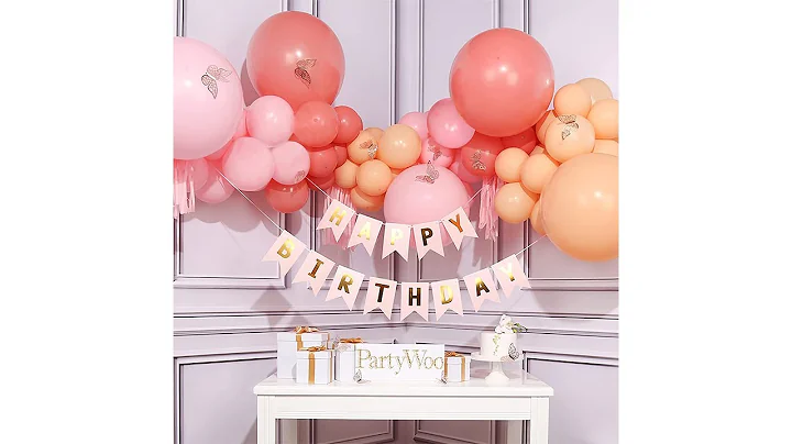 PartyWoo Pink and Peach Balloons Birthday Banners 69 PCS for Birthday | PartyWoo Balloon Tutorial