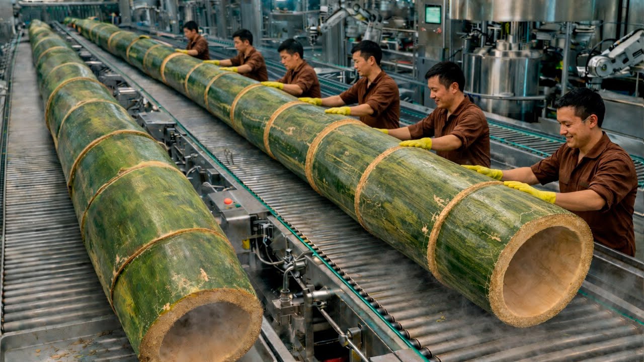 High-tech bamboo factory: Production of rustic bamboo lamps (complete process)
