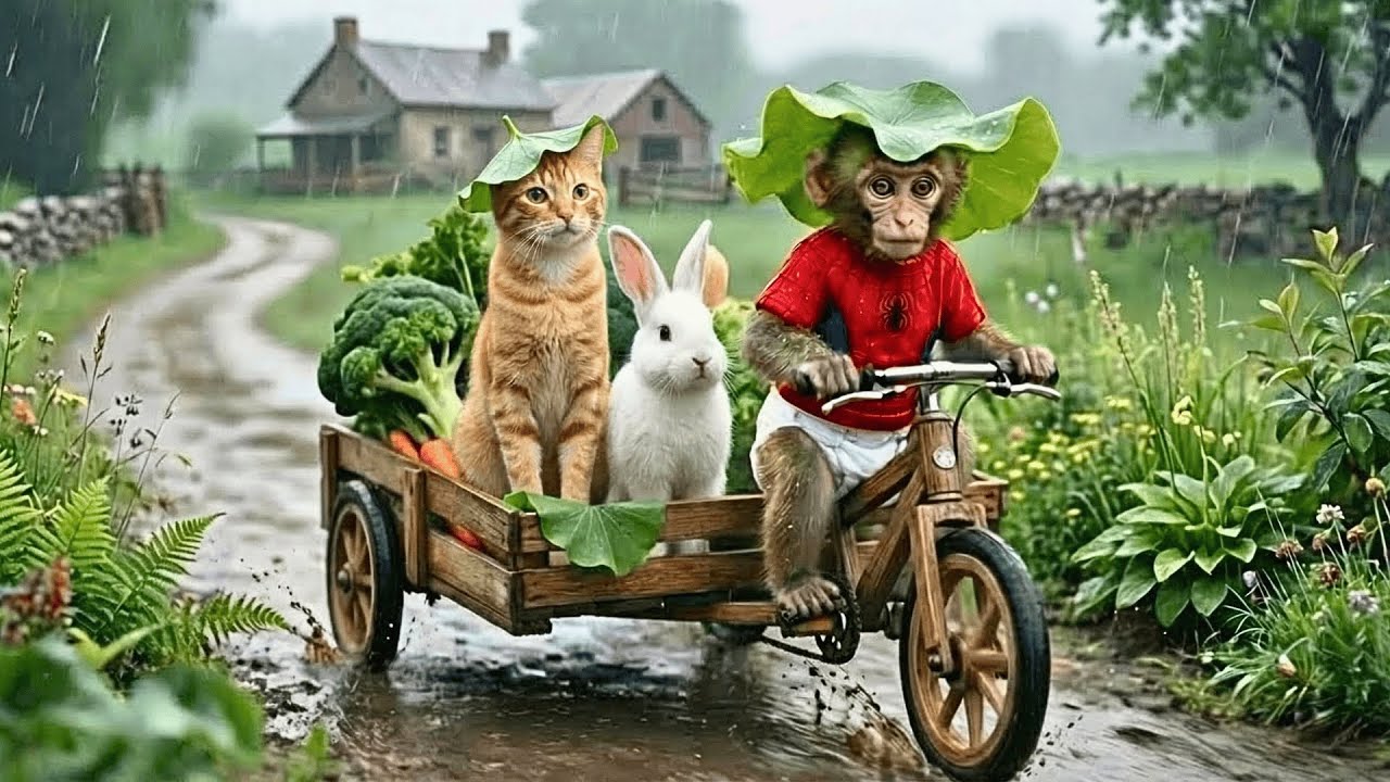 Monkey Messy Famer and Cat - Monkey and Cat | Messy Monkey Life